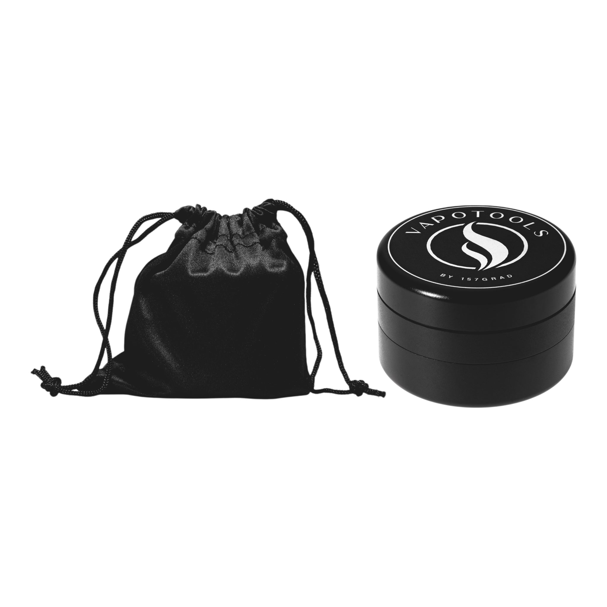 Vapotools by 157Grad Aluminium Ultra Grinder Schwarz mit Aufbewahrungssäckchen