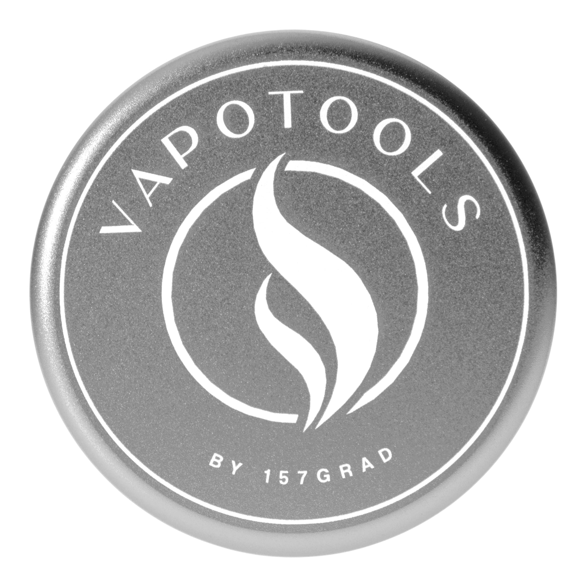 Vapotools by 157Grad Aluminium Ultra Grinder Silber Logo Details