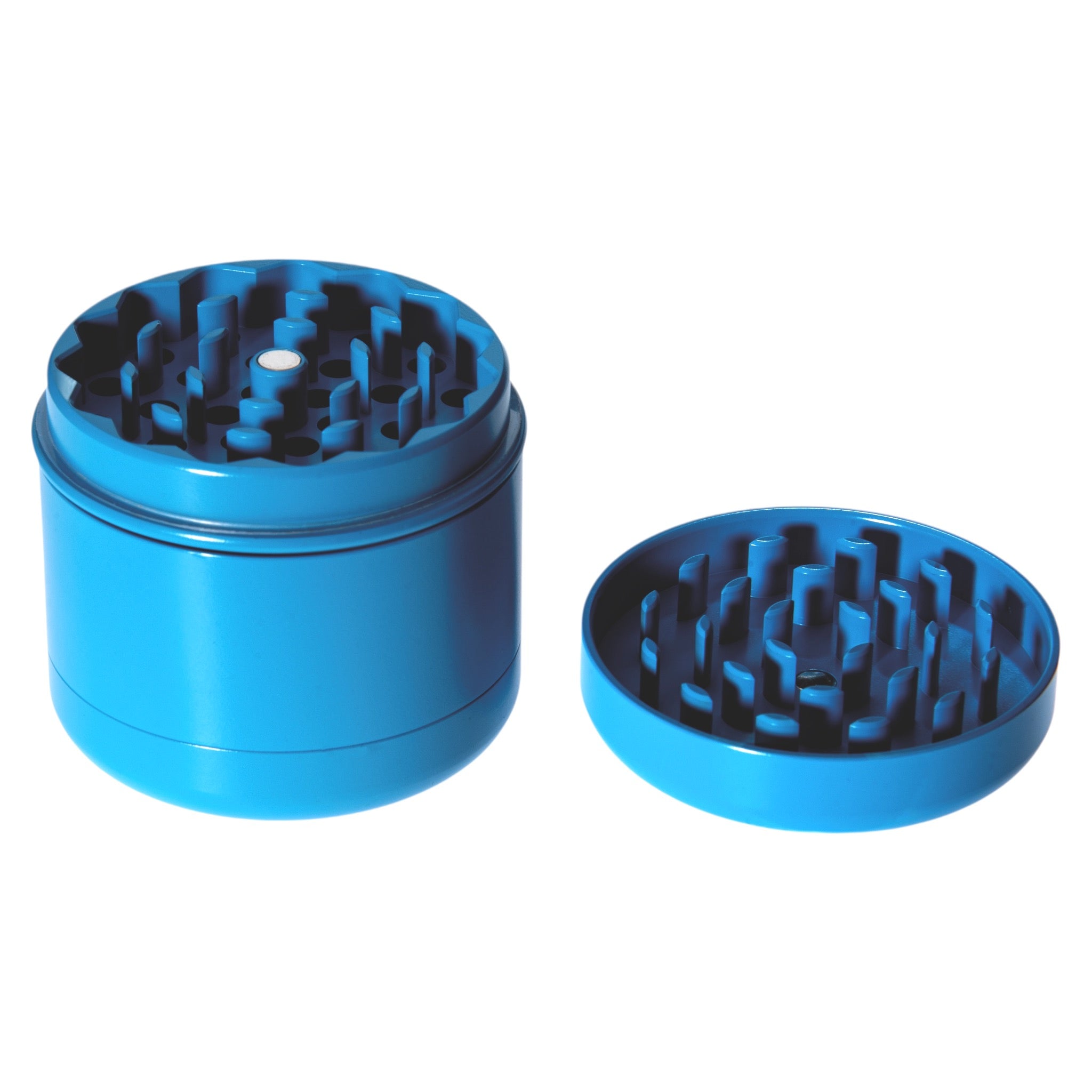 Vapotools by 157Grad Ceramic Herb Grinder 4teilig Blau Deckel geöffnet Details Mahlwerk
