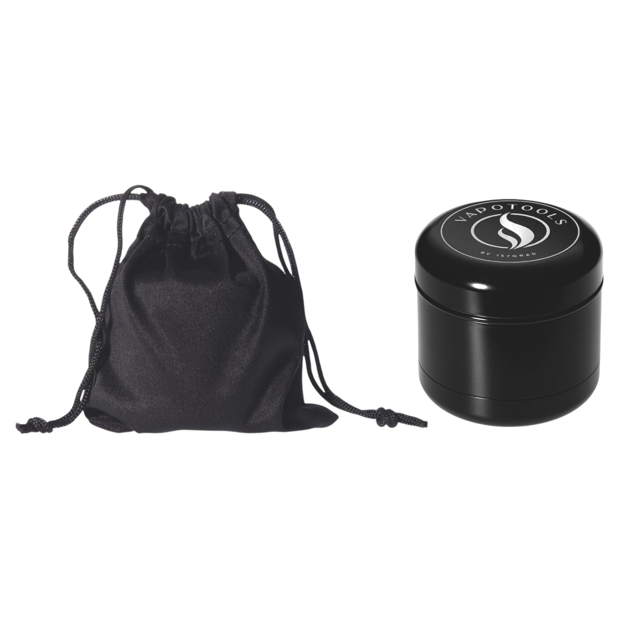 Vapotools by 157Grad Ceramic Herb Grinder 4teilig Schwarz mit Aufbewahrungsbeutel