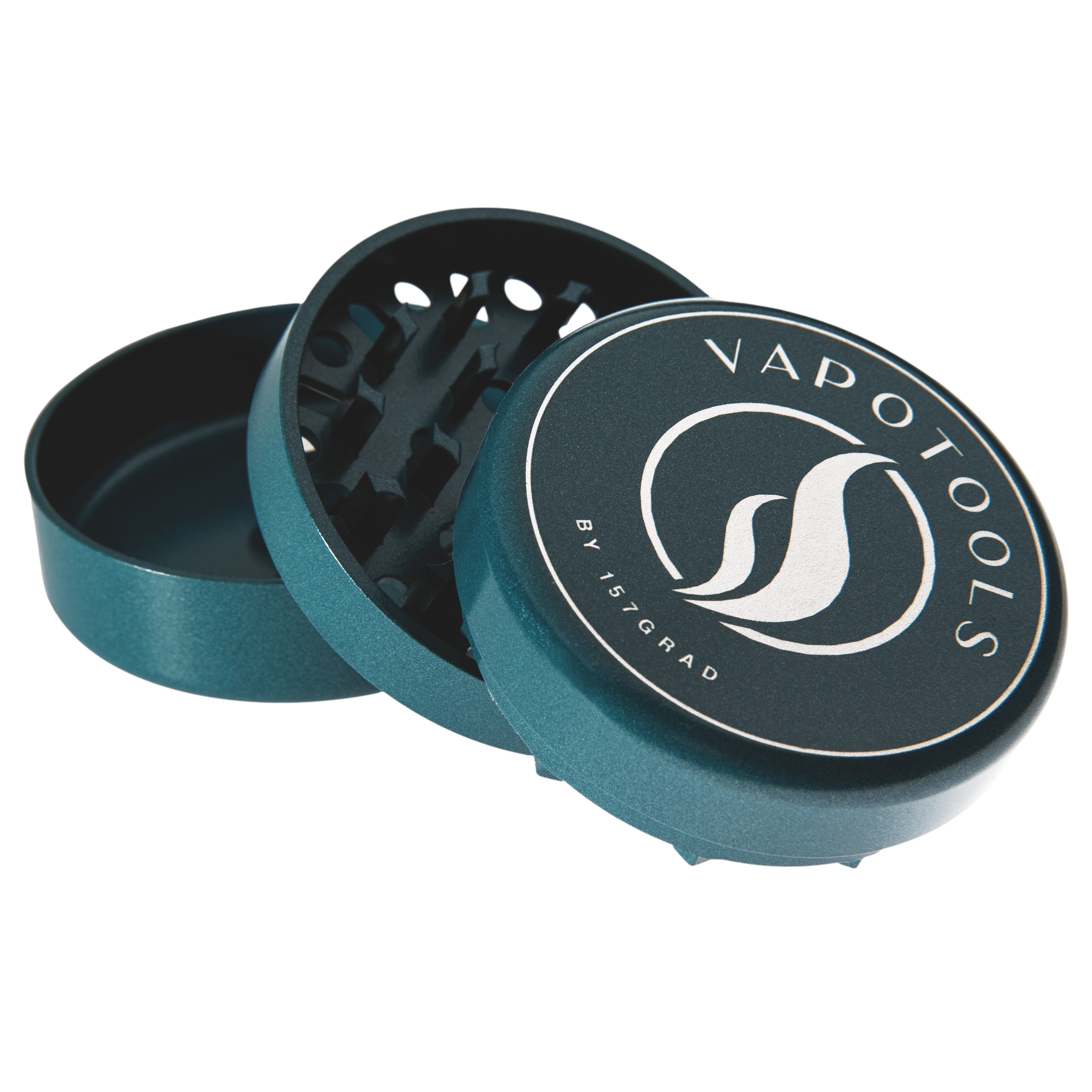 Vapotools by 157Grad Ceramic Ultra Grinder Grün geöffnet in 3 Teile aufeinander