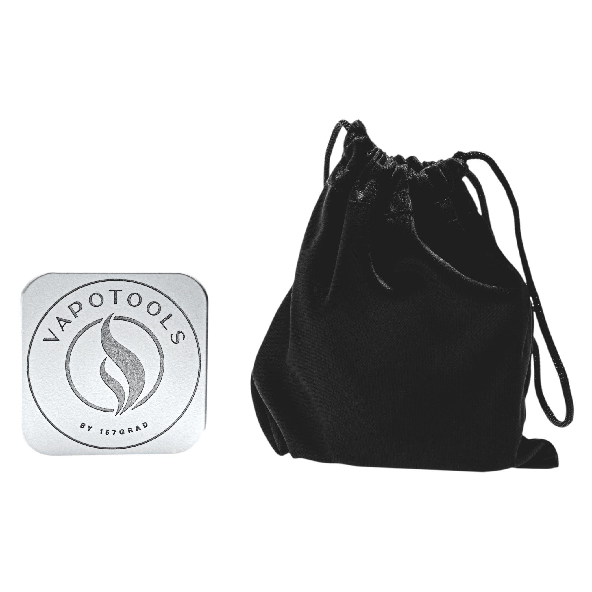 Vapotools by 157Grad Ceramic Square Grinder Weiss mit Aufbewahrungssäckchen