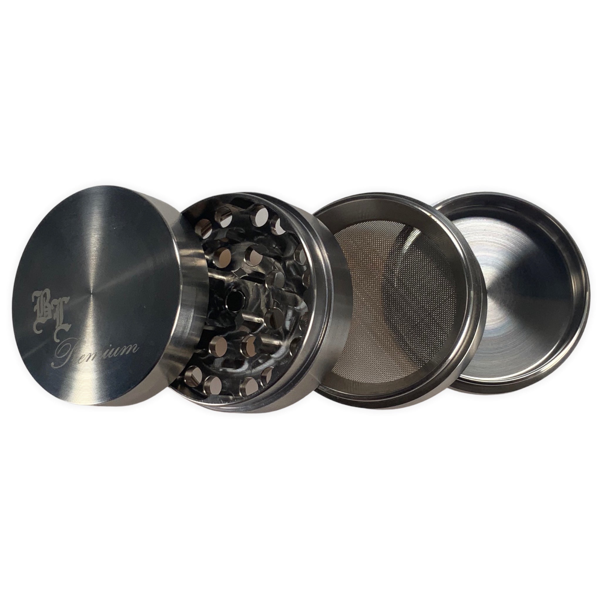 Black Leaf Grinder in alluminio, 4 pezzi, 63 mm, in alluminio di alta qualità con camera per polline, con raschietto incluso, colore: bianco Black Leaf Grinder in alluminio, 4 pezzi, 63 mm, in alluminio di alta qualità con camera per polline, con raschietto incluso, colore: bianco